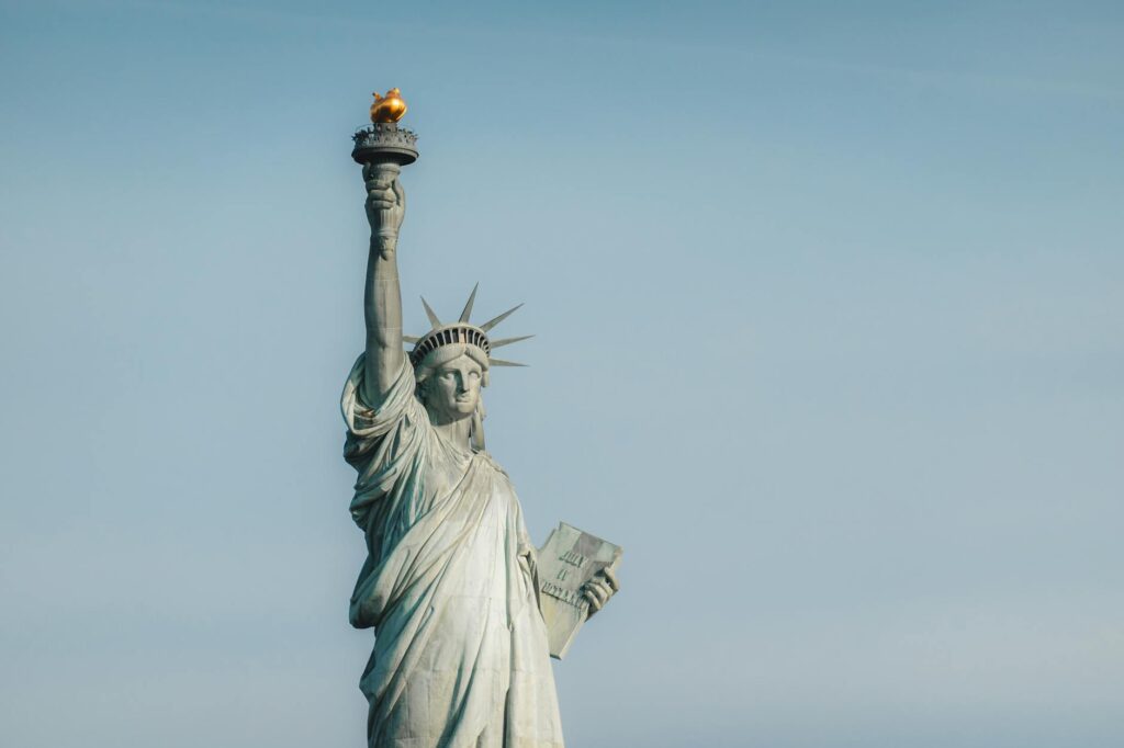 statue of liberty against clear blue sky