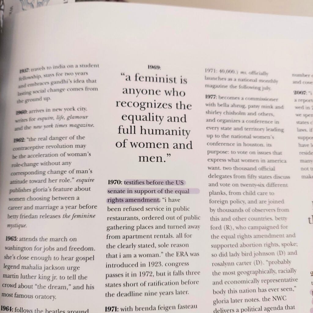 'Feminist' definition; page image from book SHE by Kate Spade, 2017.